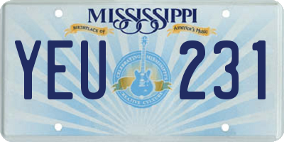 MS license plate YEU231
