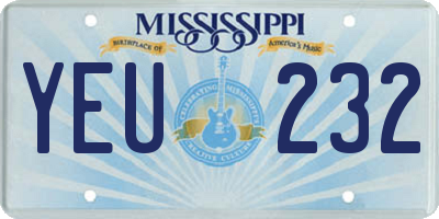 MS license plate YEU232