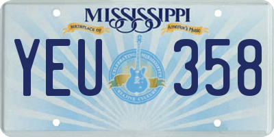 MS license plate YEU358