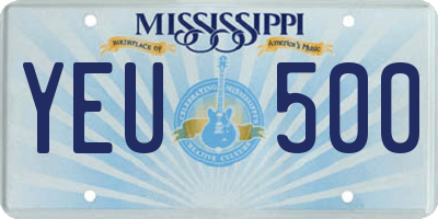 MS license plate YEU500