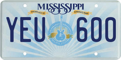 MS license plate YEU600