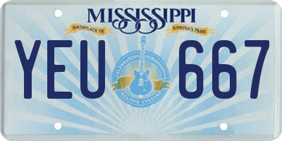 MS license plate YEU667