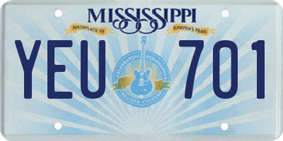 MS license plate YEU701