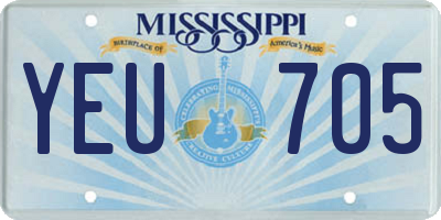 MS license plate YEU705