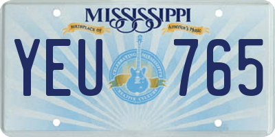 MS license plate YEU765