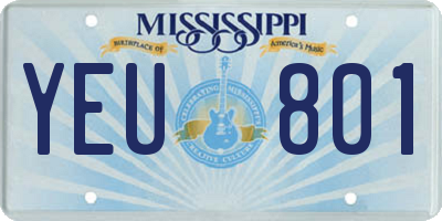 MS license plate YEU801