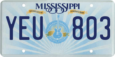 MS license plate YEU803