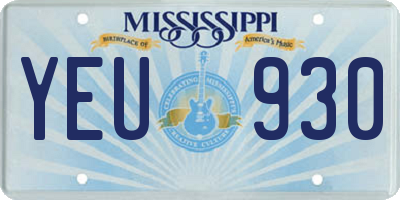 MS license plate YEU930