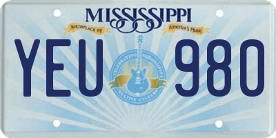 MS license plate YEU980