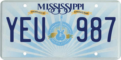 MS license plate YEU987