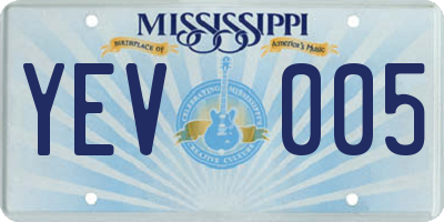 MS license plate YEV005