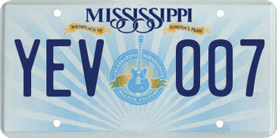 MS license plate YEV007
