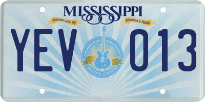 MS license plate YEV013