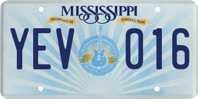 MS license plate YEV016