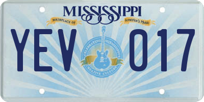 MS license plate YEV017