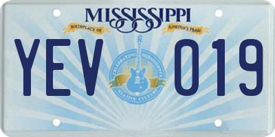 MS license plate YEV019