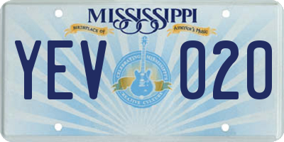 MS license plate YEV020