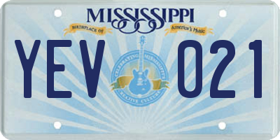 MS license plate YEV021