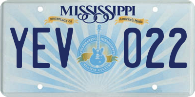 MS license plate YEV022