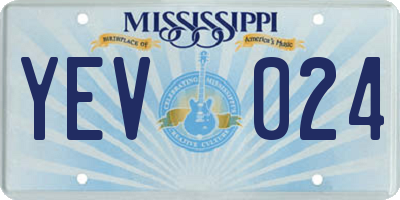 MS license plate YEV024