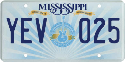 MS license plate YEV025