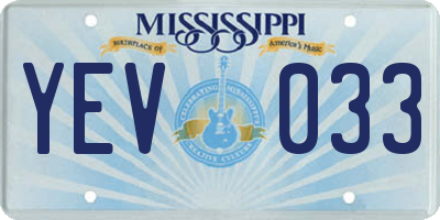 MS license plate YEV033