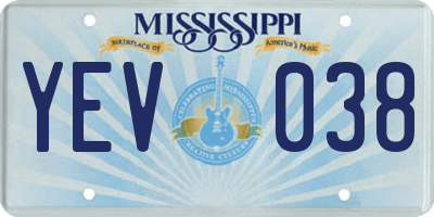 MS license plate YEV038
