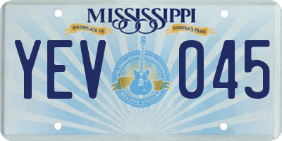 MS license plate YEV045