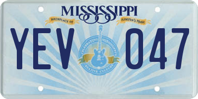 MS license plate YEV047