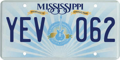 MS license plate YEV062