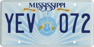 MS license plate YEV072