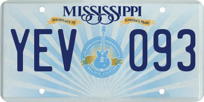 MS license plate YEV093