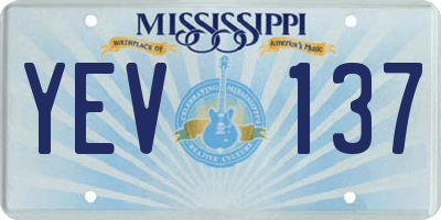 MS license plate YEV137