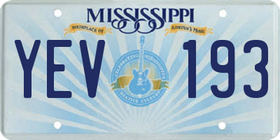 MS license plate YEV193
