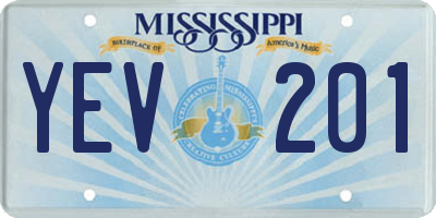 MS license plate YEV201