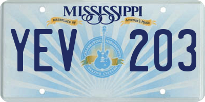MS license plate YEV203