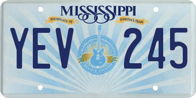 MS license plate YEV245