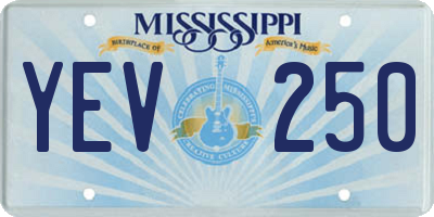 MS license plate YEV250