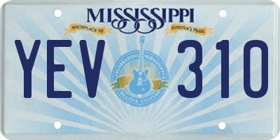 MS license plate YEV310