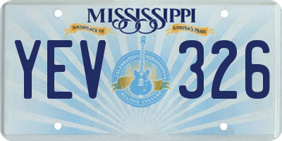 MS license plate YEV326