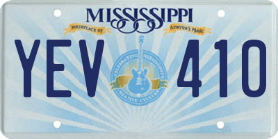 MS license plate YEV410