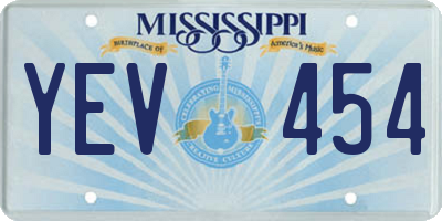 MS license plate YEV454