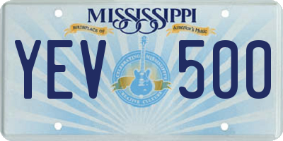 MS license plate YEV500