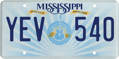 MS license plate YEV540