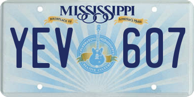MS license plate YEV607