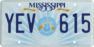 MS license plate YEV615