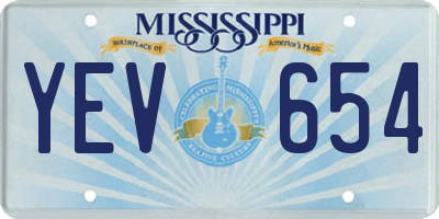 MS license plate YEV654
