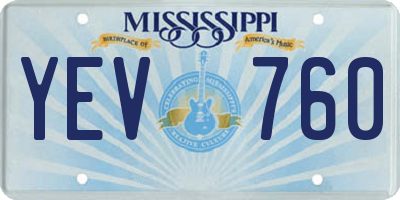 MS license plate YEV760