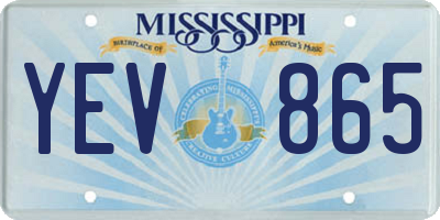 MS license plate YEV865