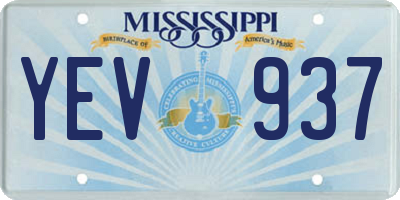 MS license plate YEV937